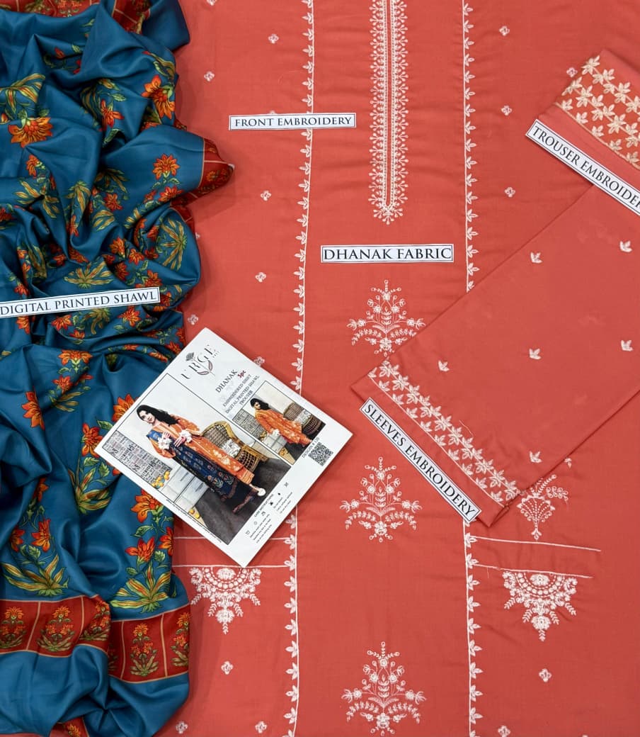 3PC DHANAK EMBROIDERED