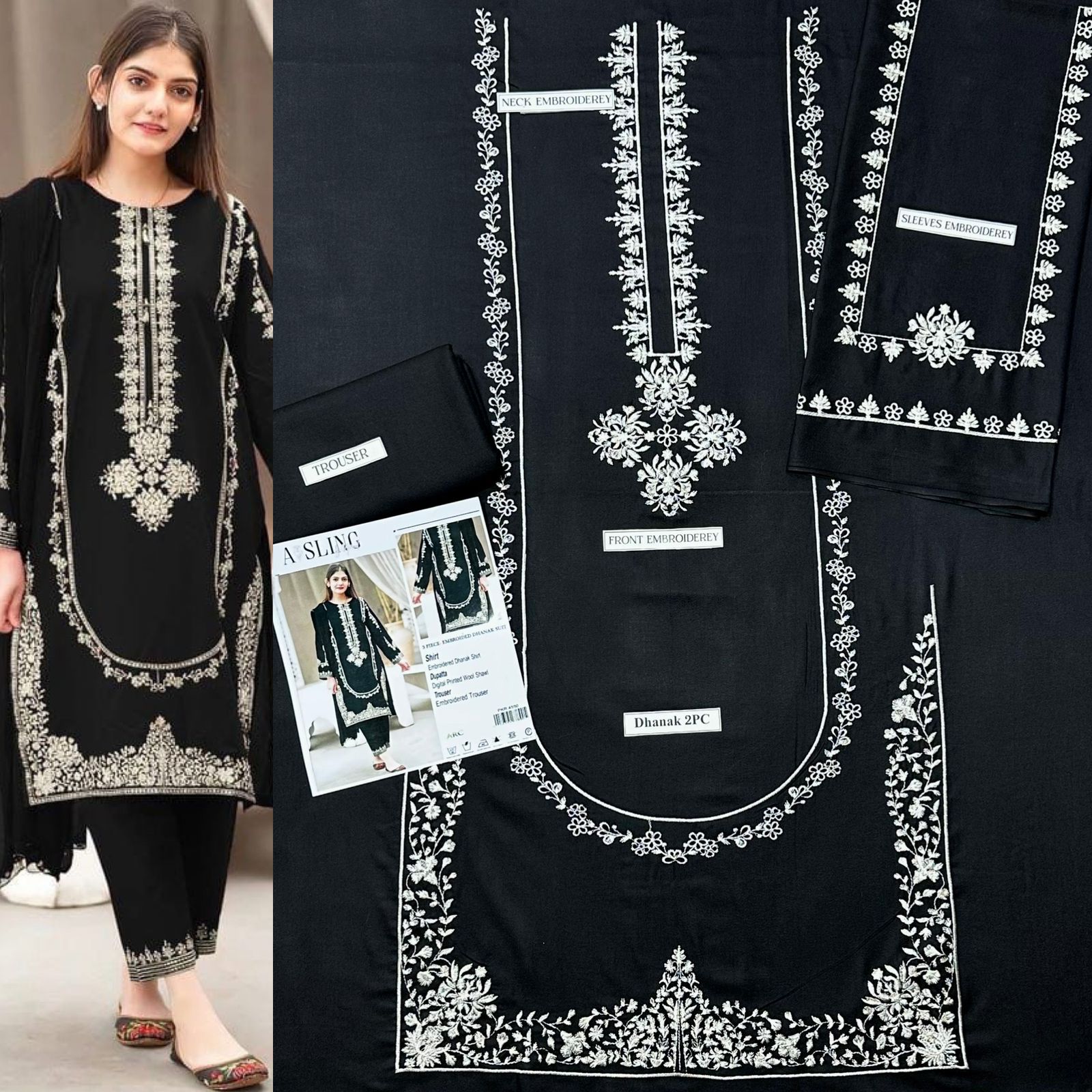 2 PC DHANAK EMBROIDERED