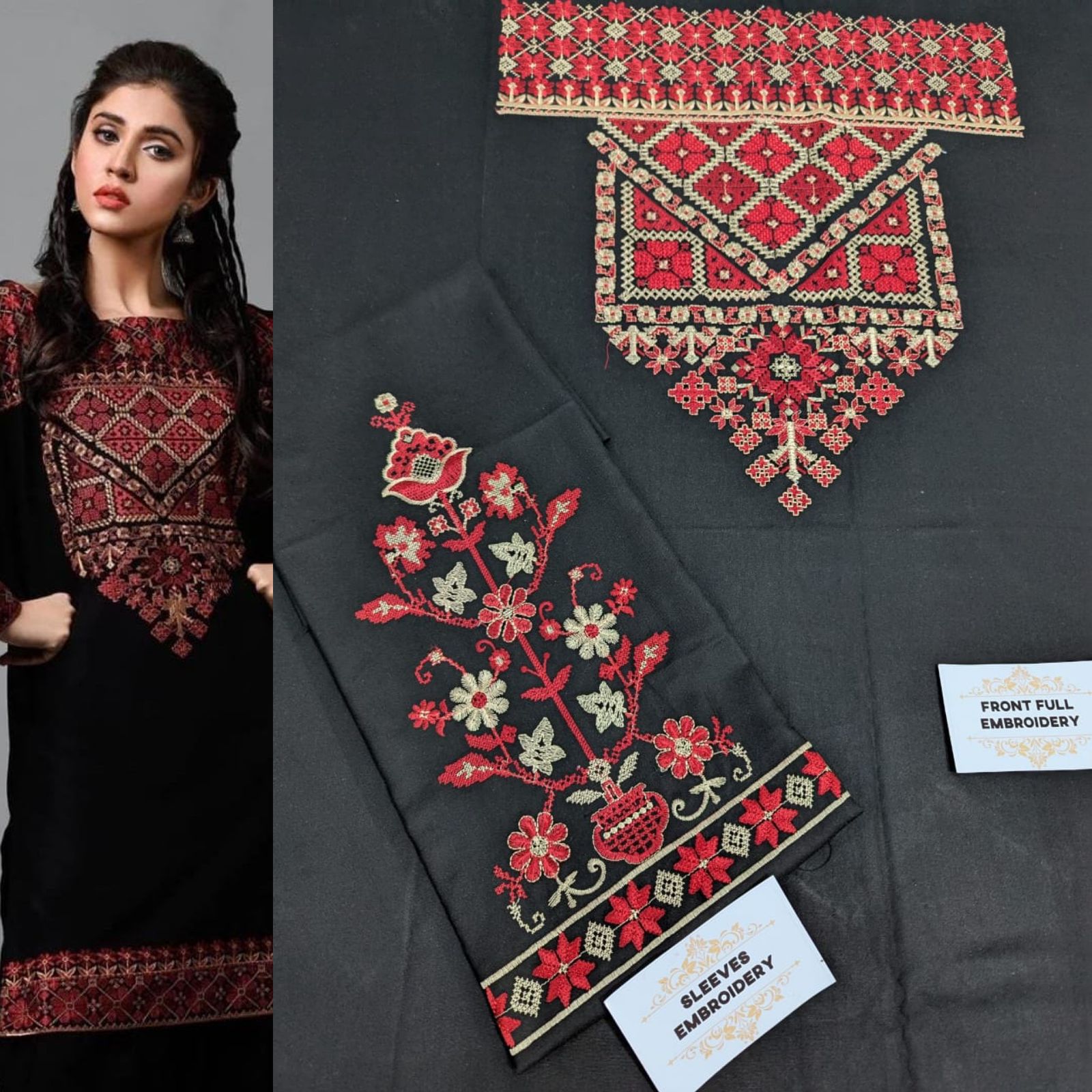 2 PC LAWN HEAVY EMBROIDERED