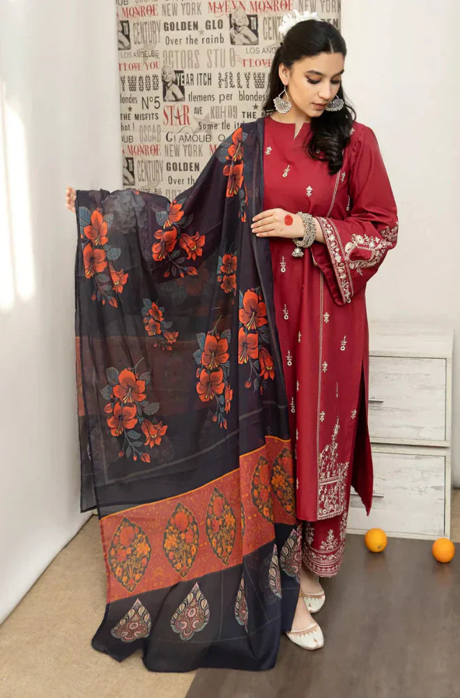3 PC DHANAK EMBROIDERED