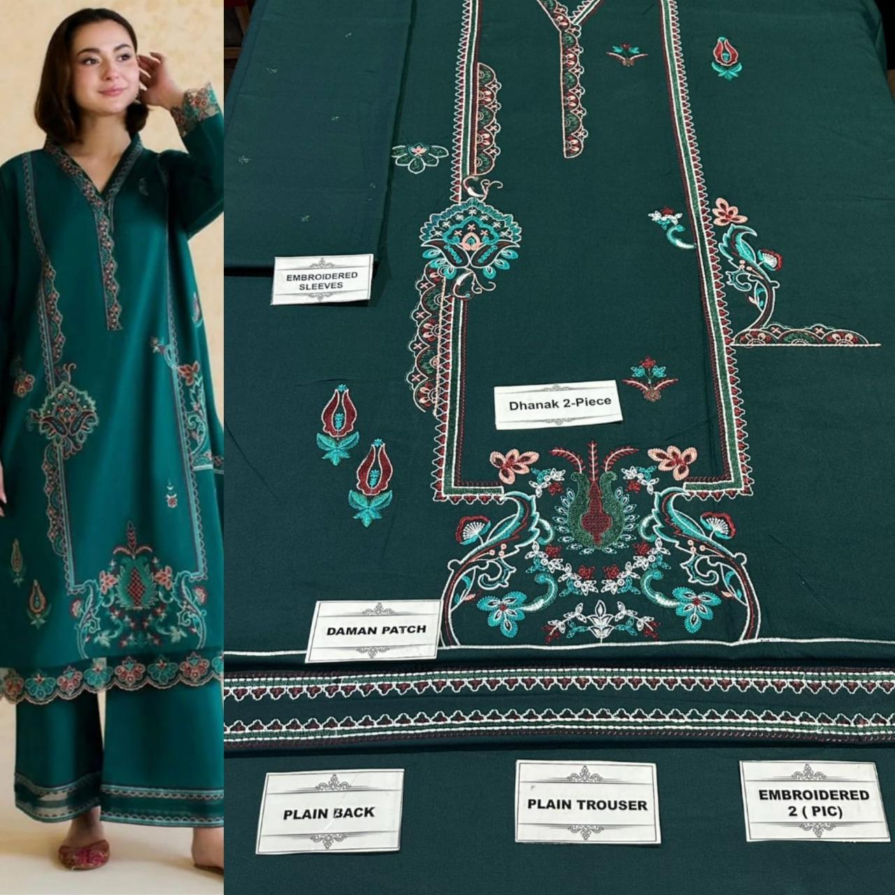 2 PC DHANAK EMBROIDERED