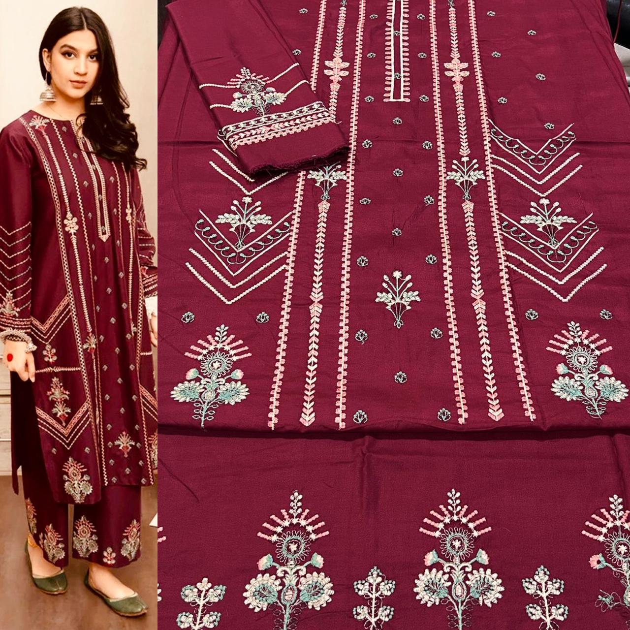 3PC DHANAK LAWN EMBROIDERED