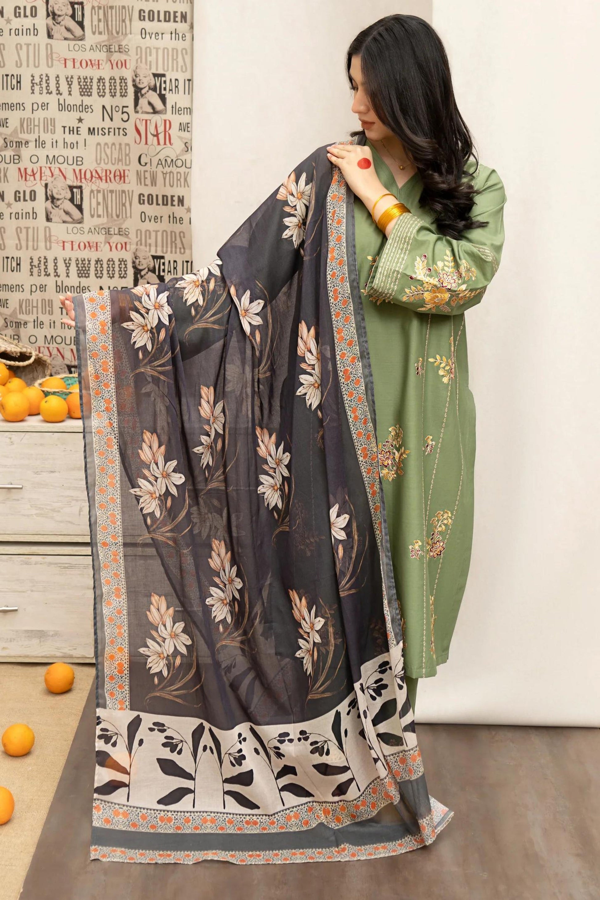 3 PC DHANAK EMBROIDERED