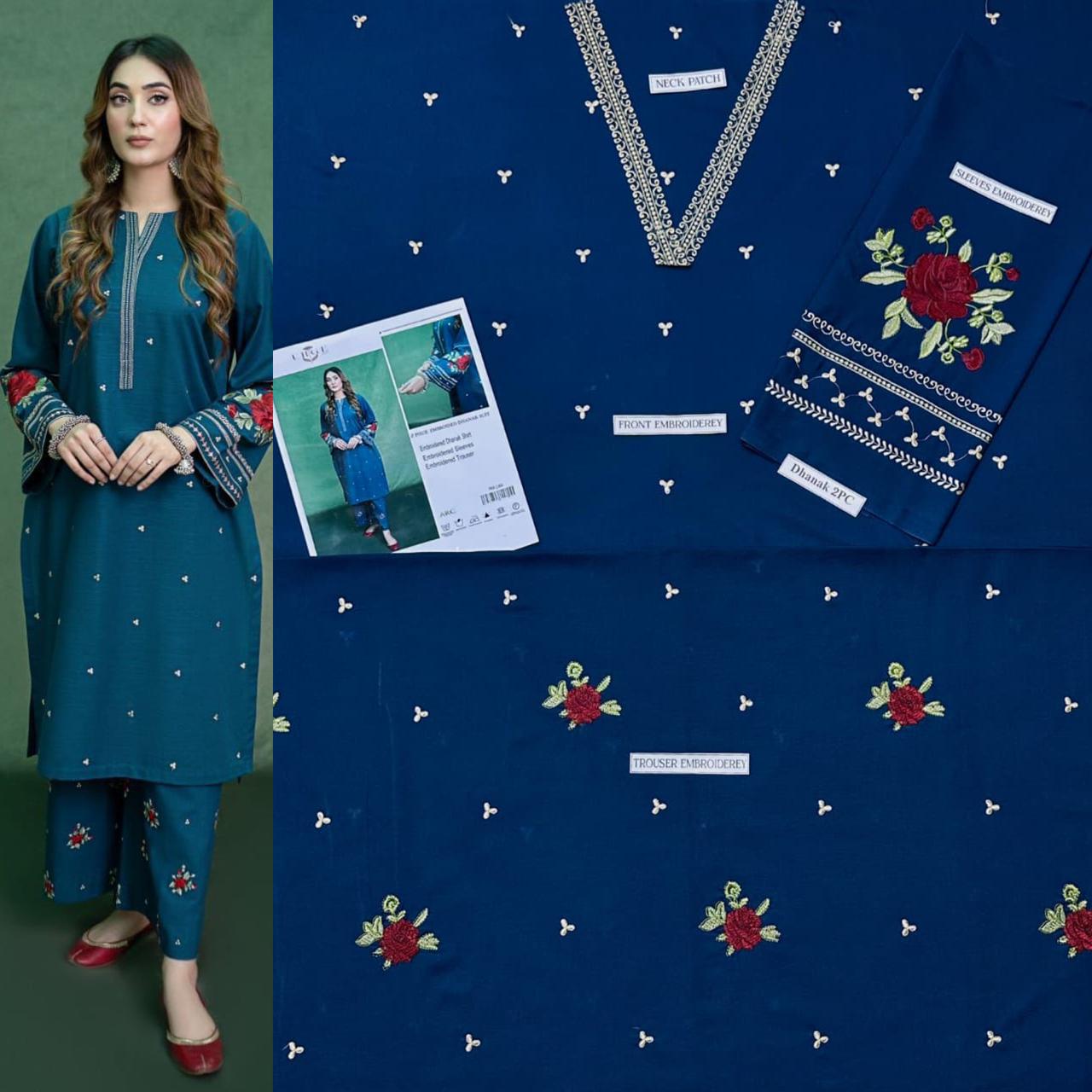 2 PC DHANAK LAWN EMBROIDERED