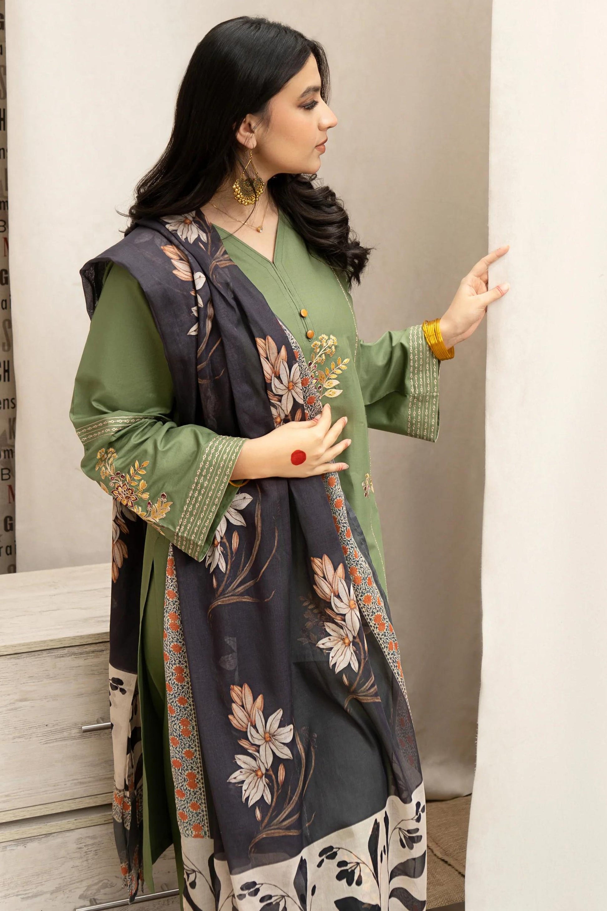 3 PC DHANAK EMBROIDERED