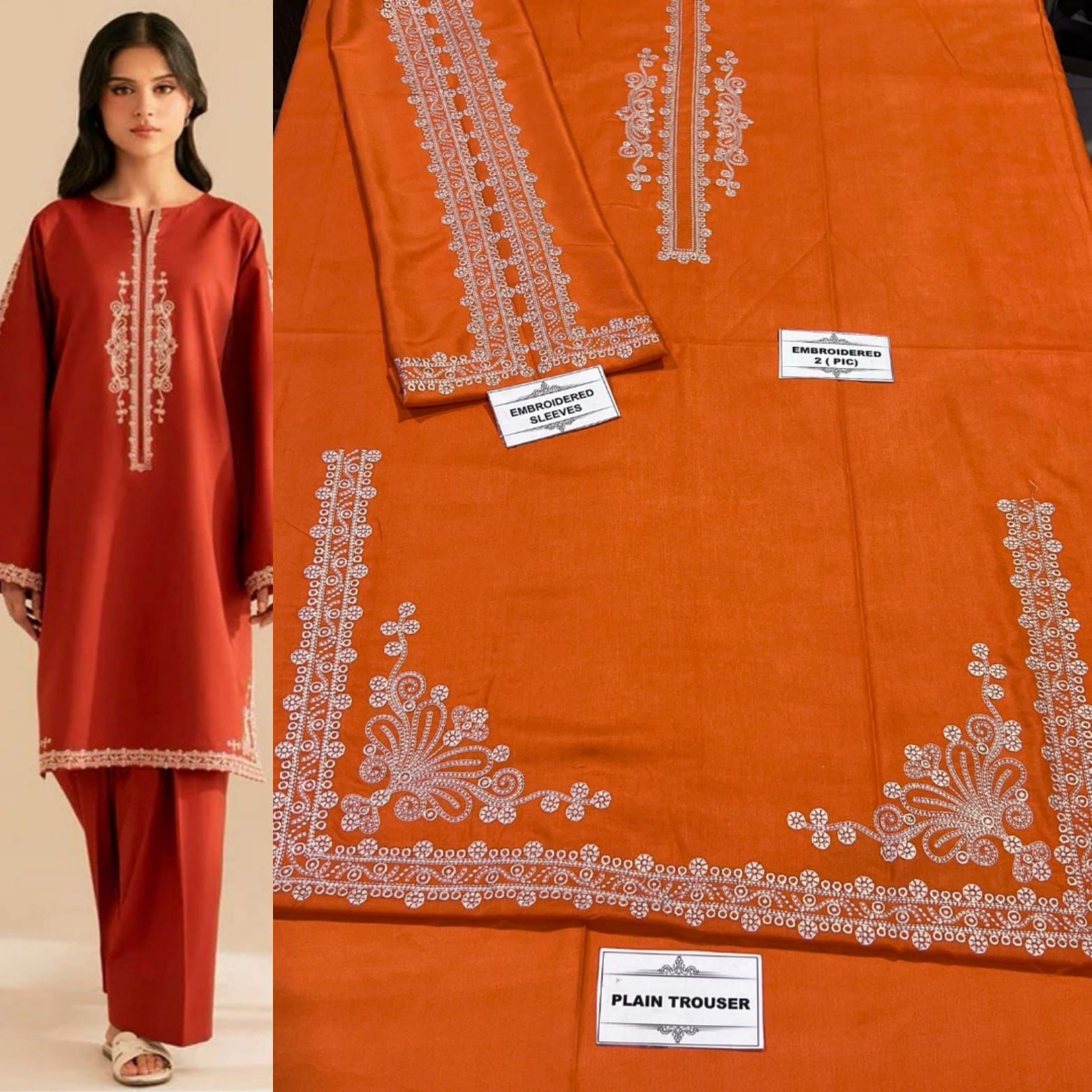 2 PC DHANAK EMBROIDERED