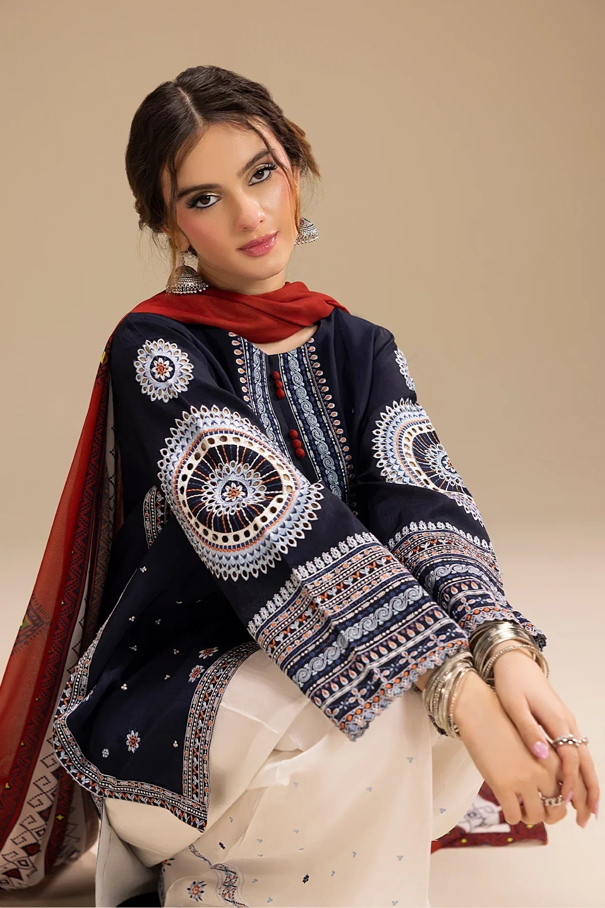 3PC DHANAK EMBROIDERED