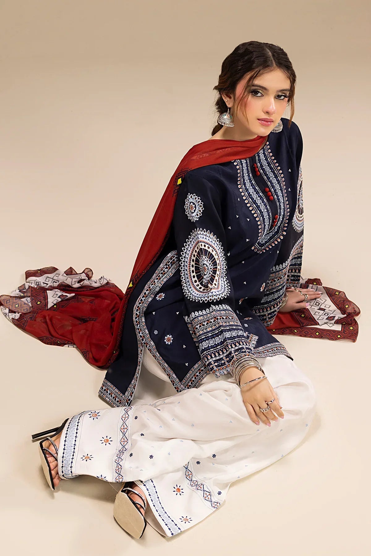 3PC DHANAK EMBROIDERED