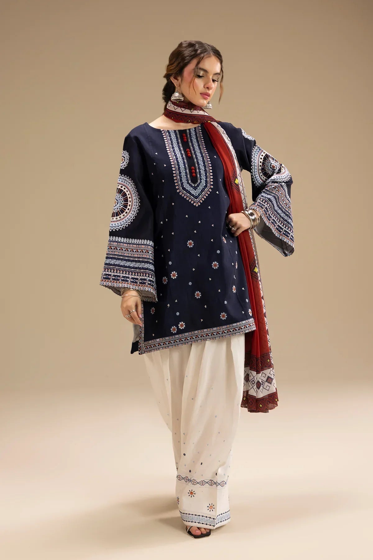 3PC DHANAK EMBROIDERED