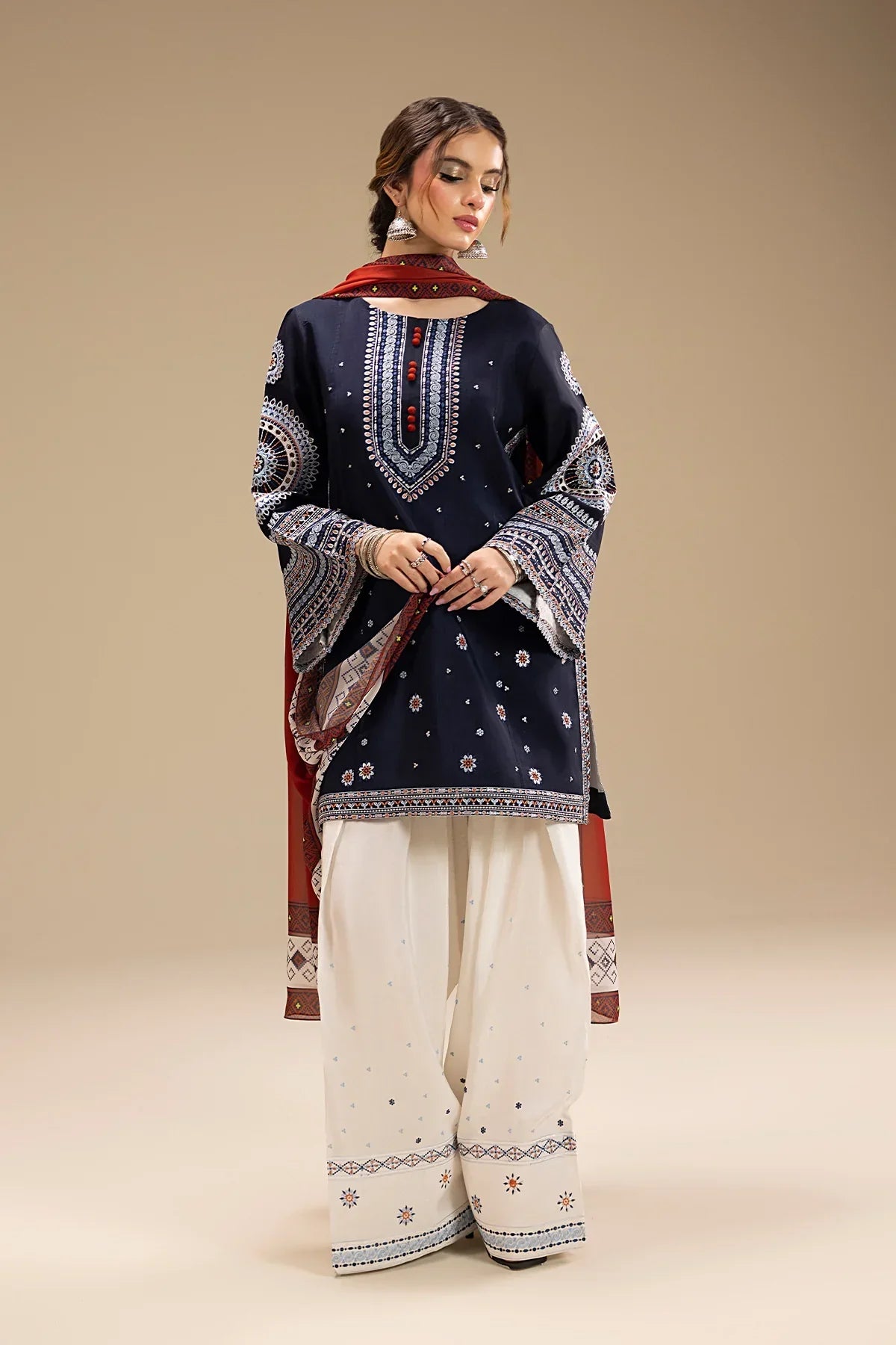 3PC DHANAK EMBROIDERED