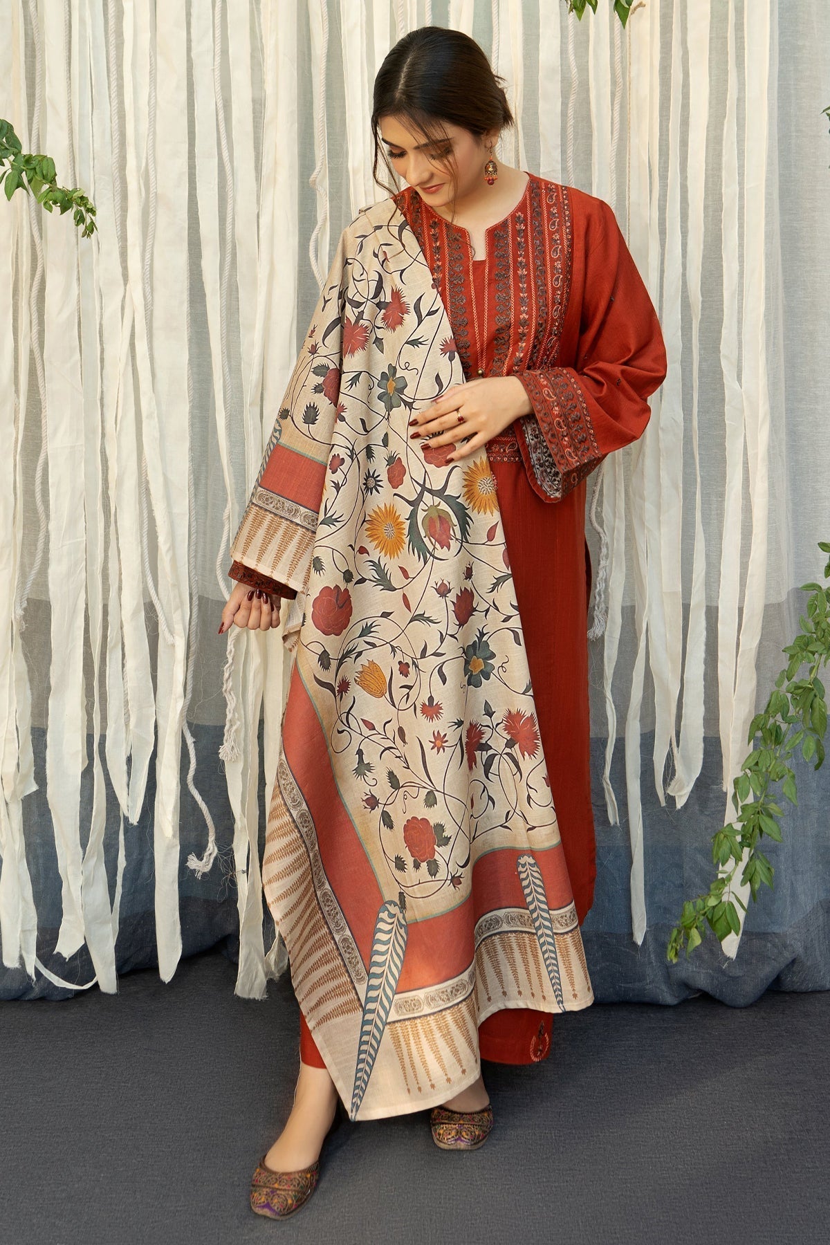 3PC DHANAK EMBROIDERED