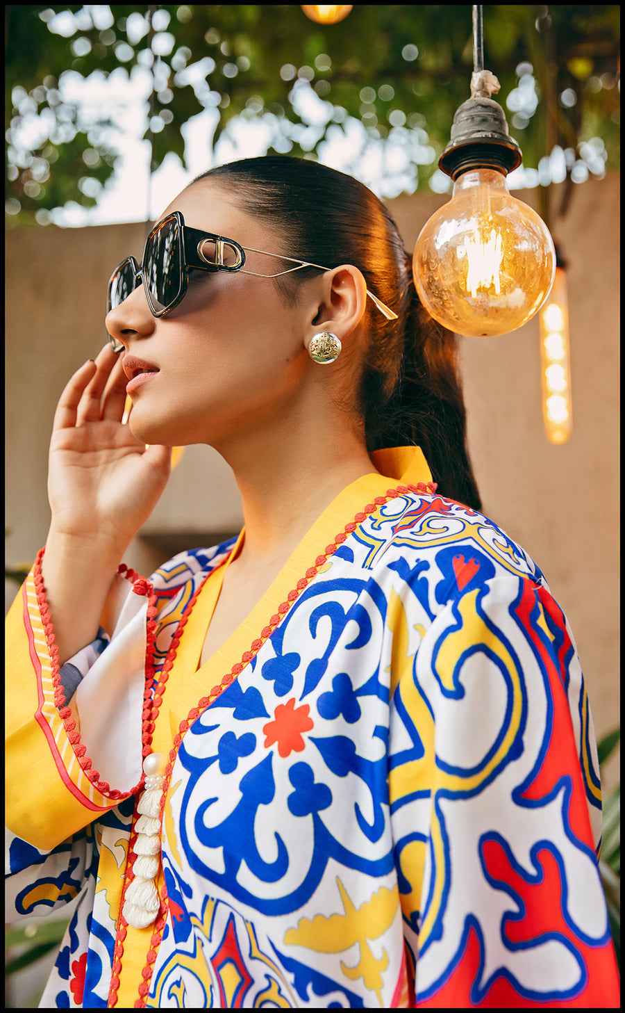 Vibrant Blue & White 2 piece Stitched Dress Set Y 30