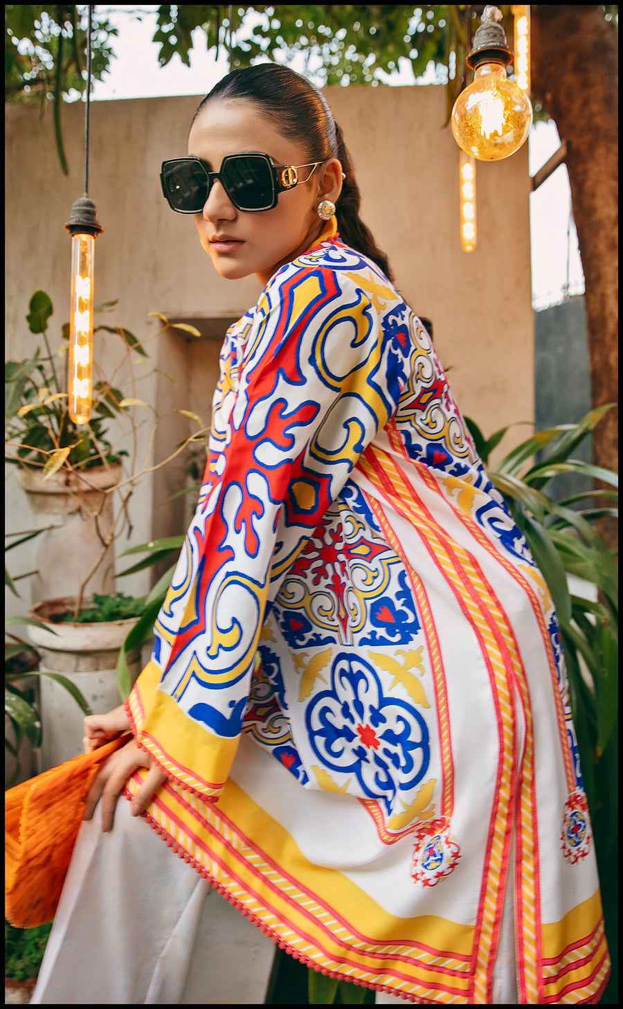 Vibrant Blue & White 2 piece Stitched Dress Set Y 30