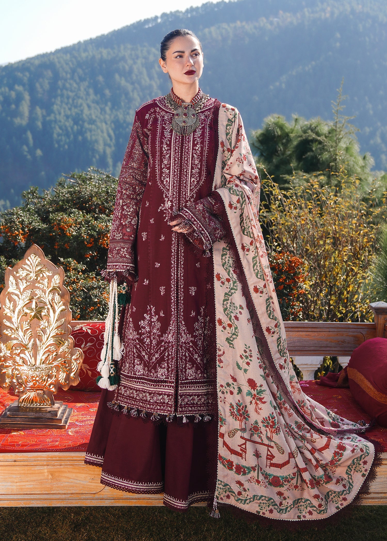 3 PC DHANAK HEAVY EMBROIDERED