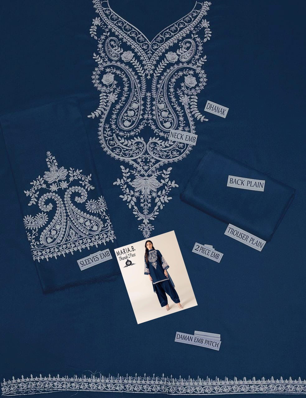 2 PC DHANAK EMBROIDERED