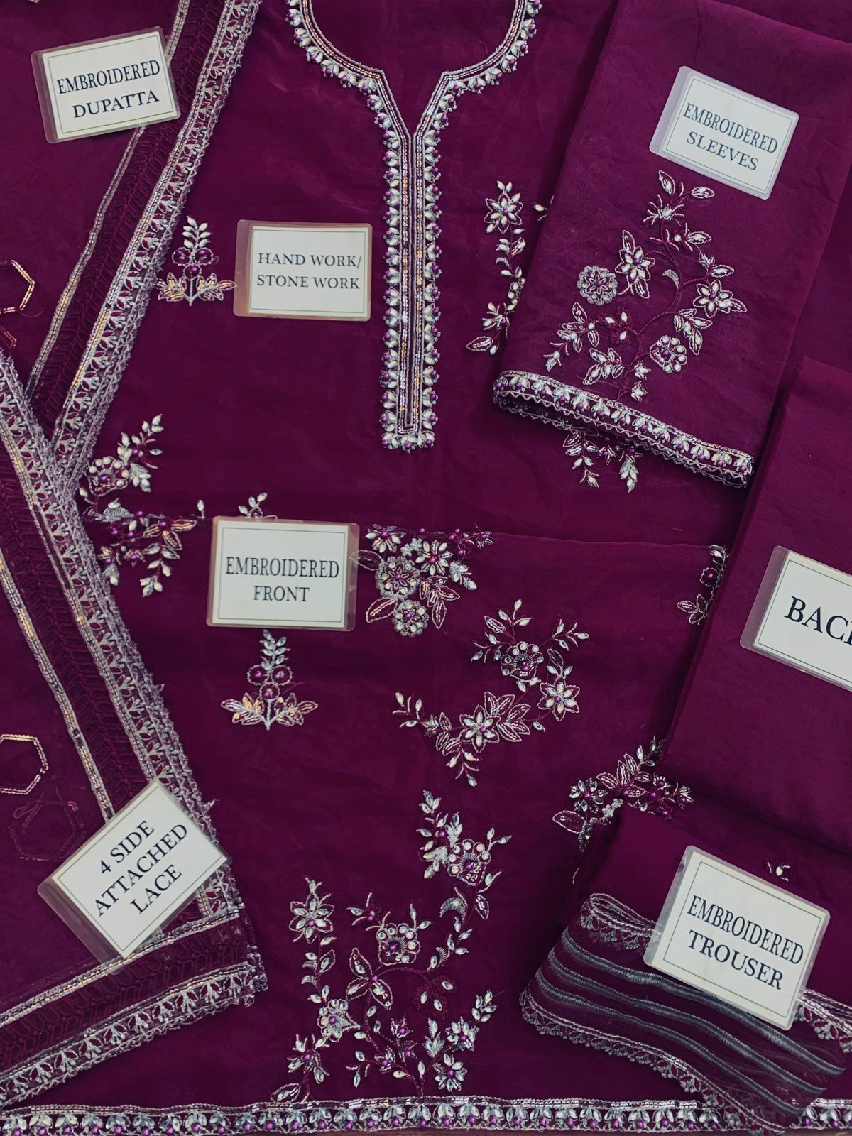 3 PC ORGANZA EMBROIDERED