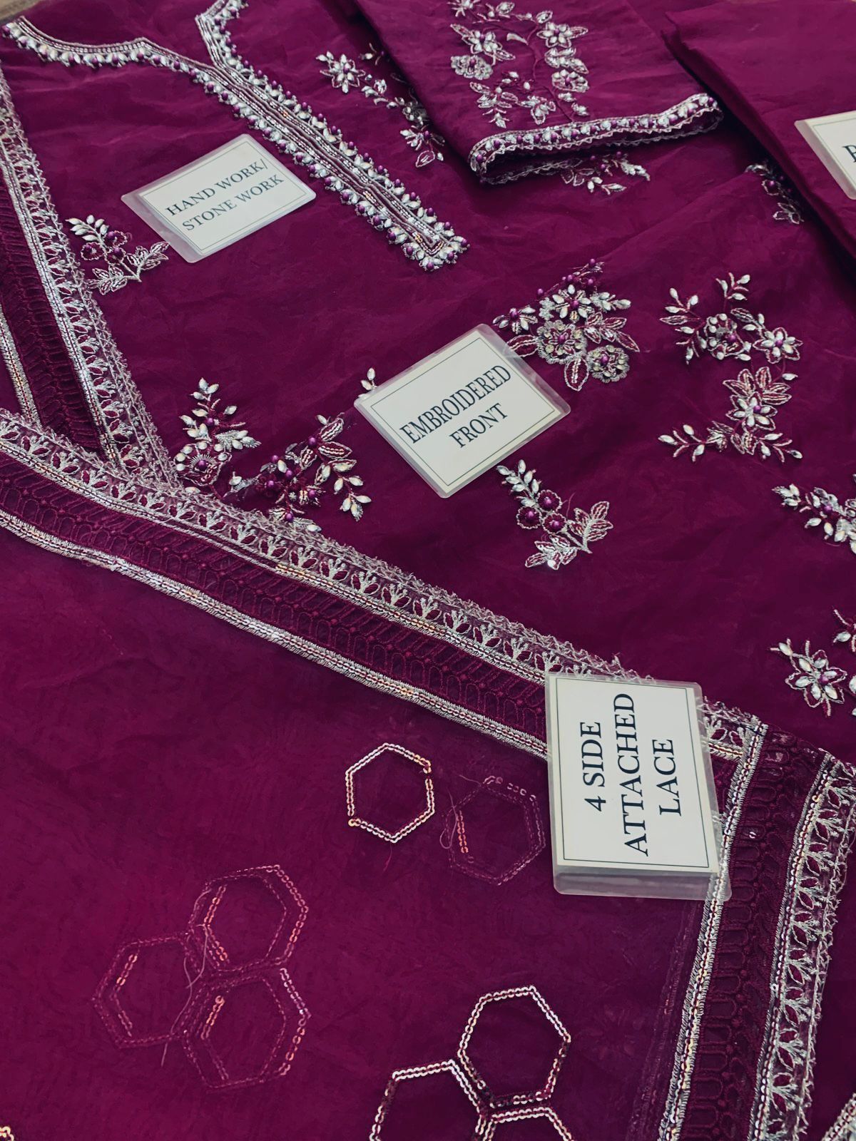 3 PC ORGANZA EMBROIDERED