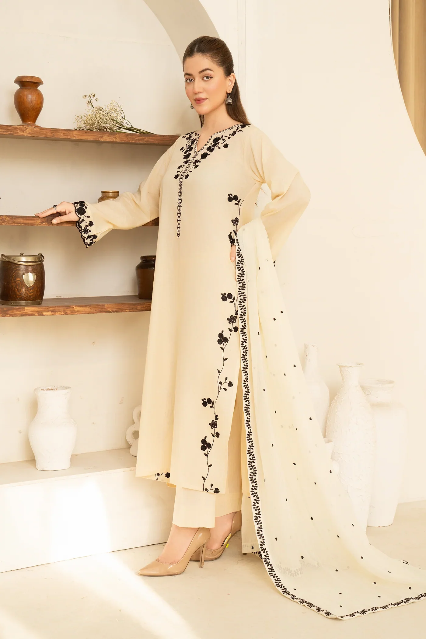 3 PC DHANAK EMBROIDERED