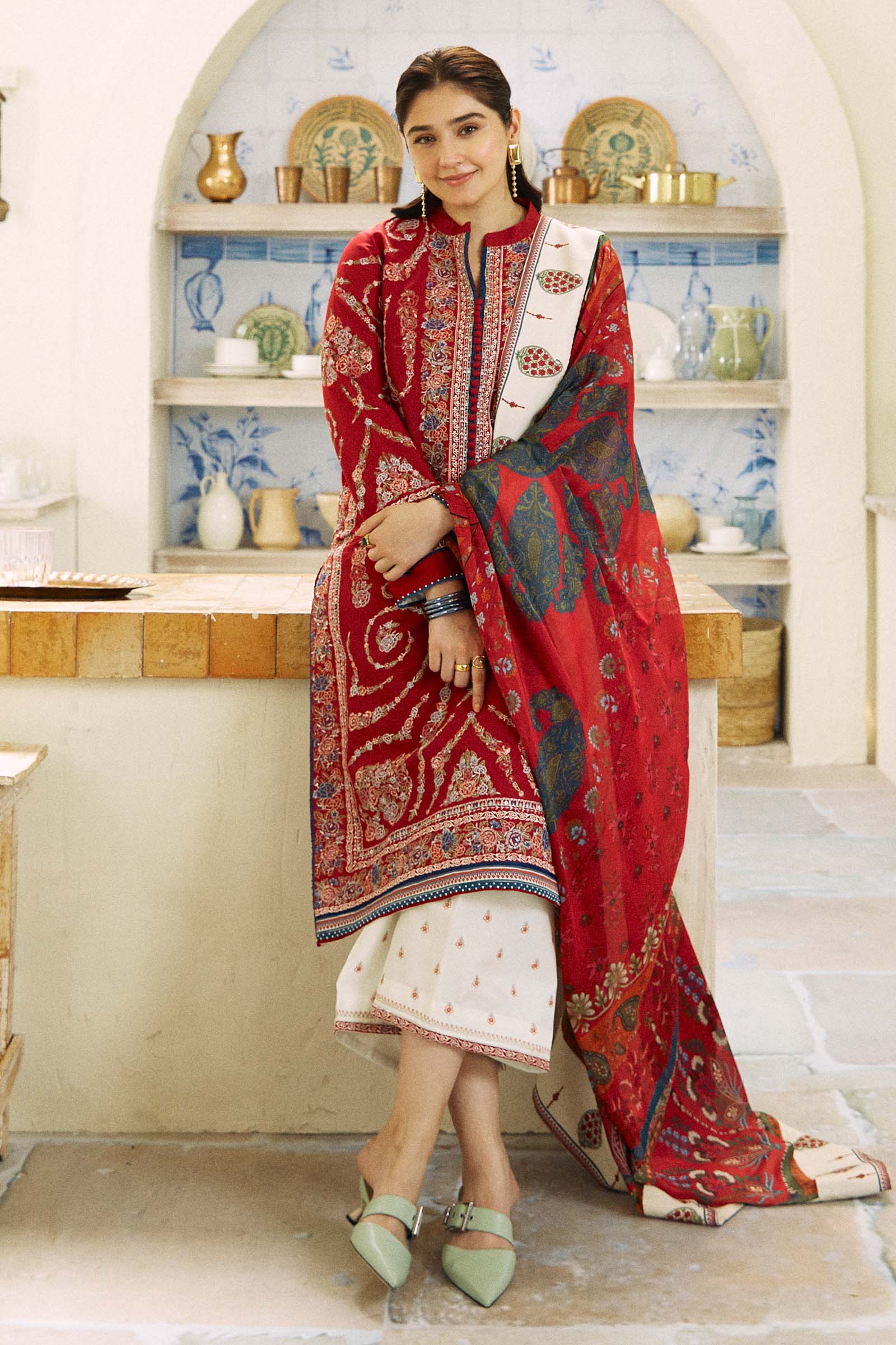 3 PC KASHMIRI DHANAK EMBROIDERED