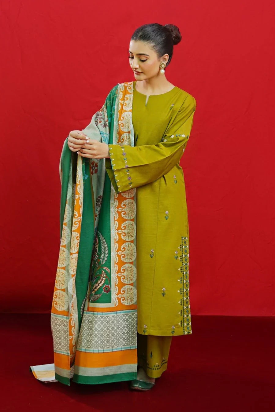 3 PC DHANAK EMBROIDERED