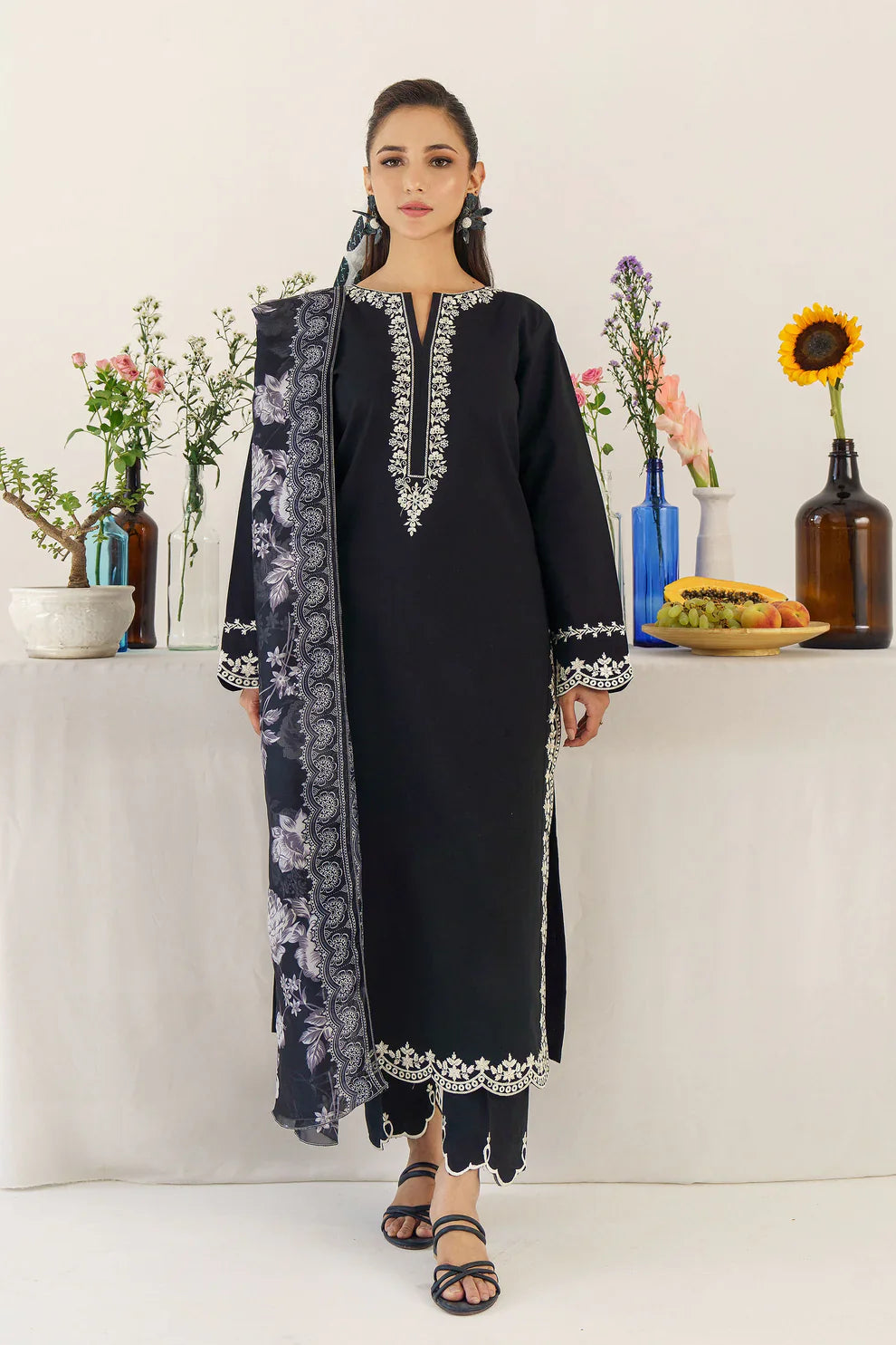 3PC DHANAK EMBROIDERED