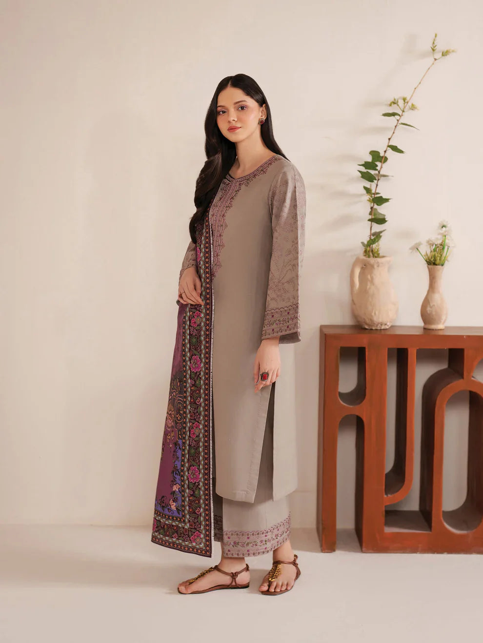 3 PC WINTER DHANAK EMBROIDERED