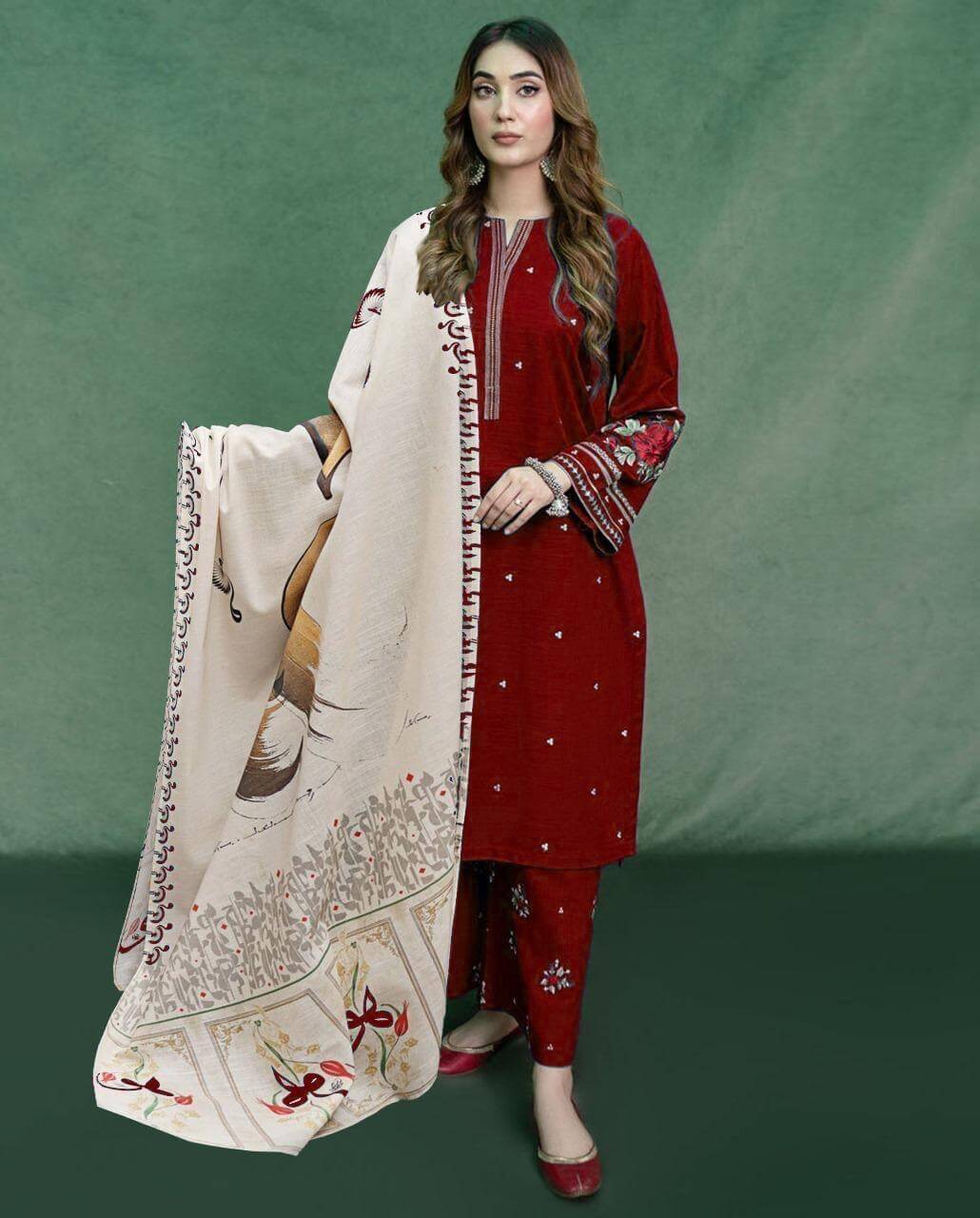 3 PC DHANAK EMBROIDERED