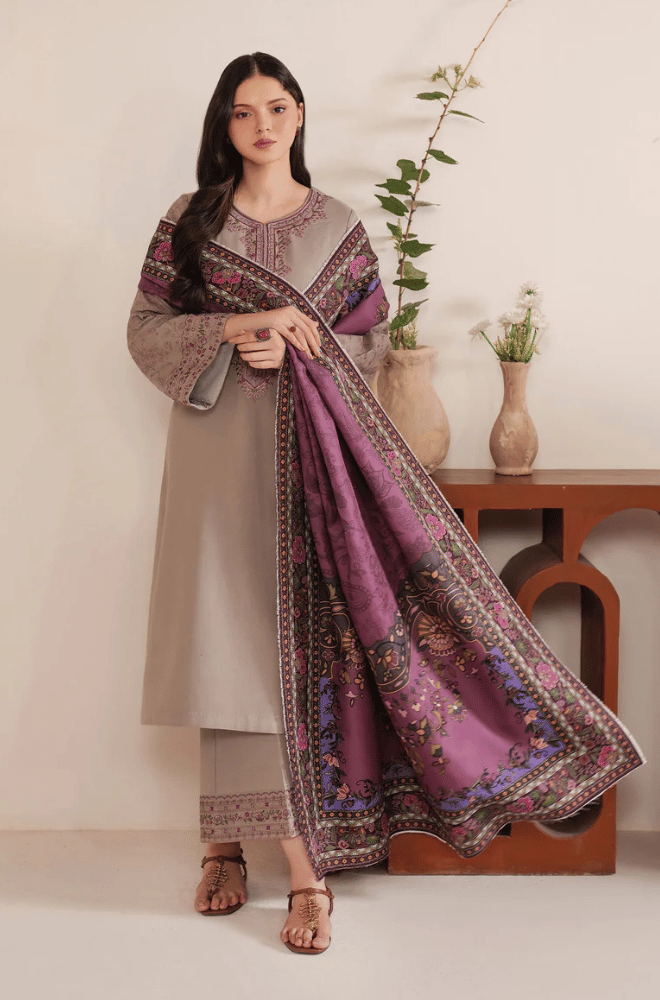 3 PC WINTER DHANAK EMBROIDERED