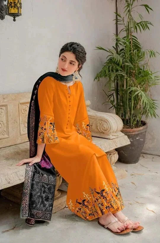 3 PC DHANAK EMBROIDERED