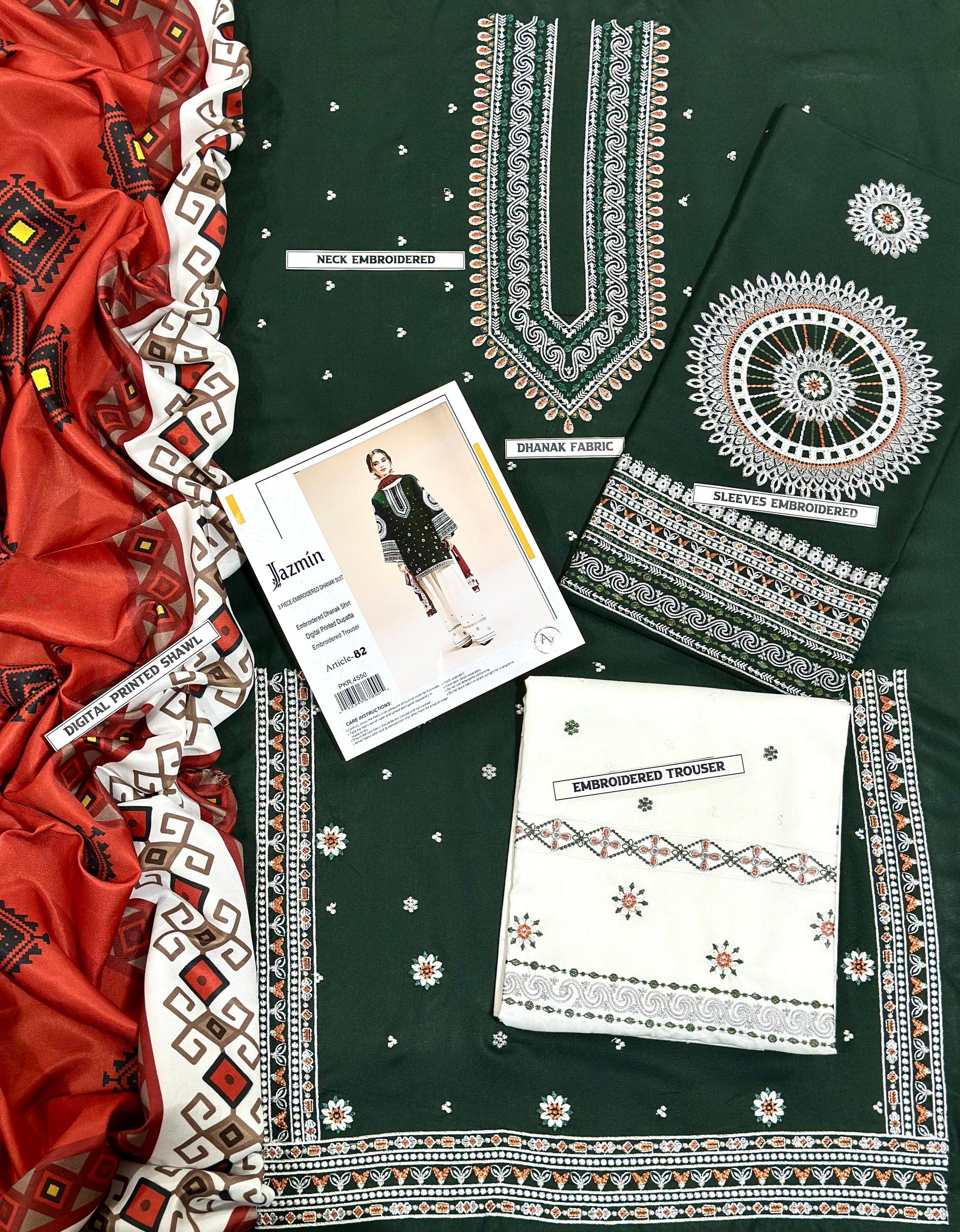 3 PC DHANAK EMBROIDERED