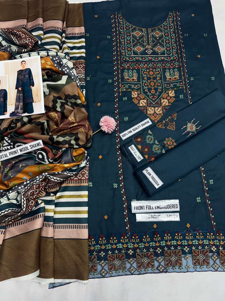 3 PC DHANAK EMBROIDERED