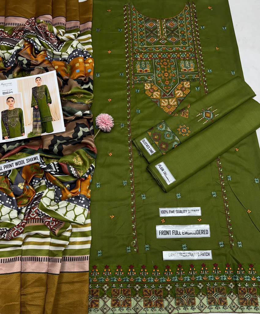 3 PC DHANAK EMBROIDERED