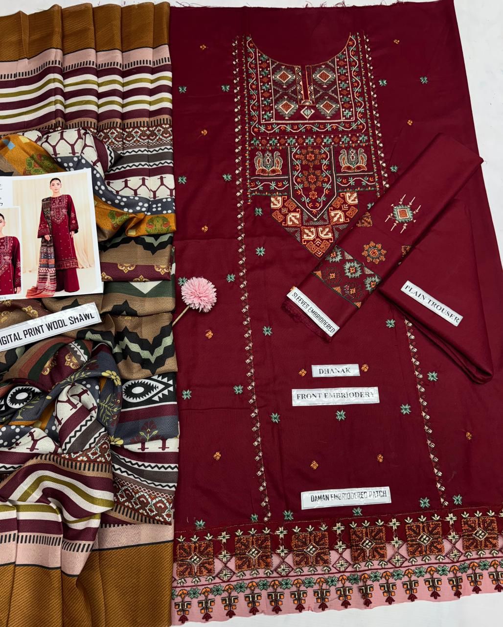 3 PC DHANAK EMBROIDERED