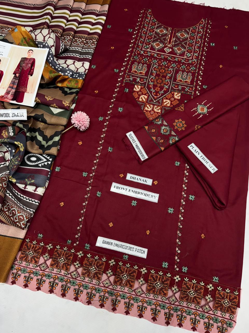 3 PC DHANAK EMBROIDERED