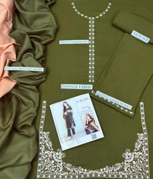 3 PC DHANAK EMBROIDERED