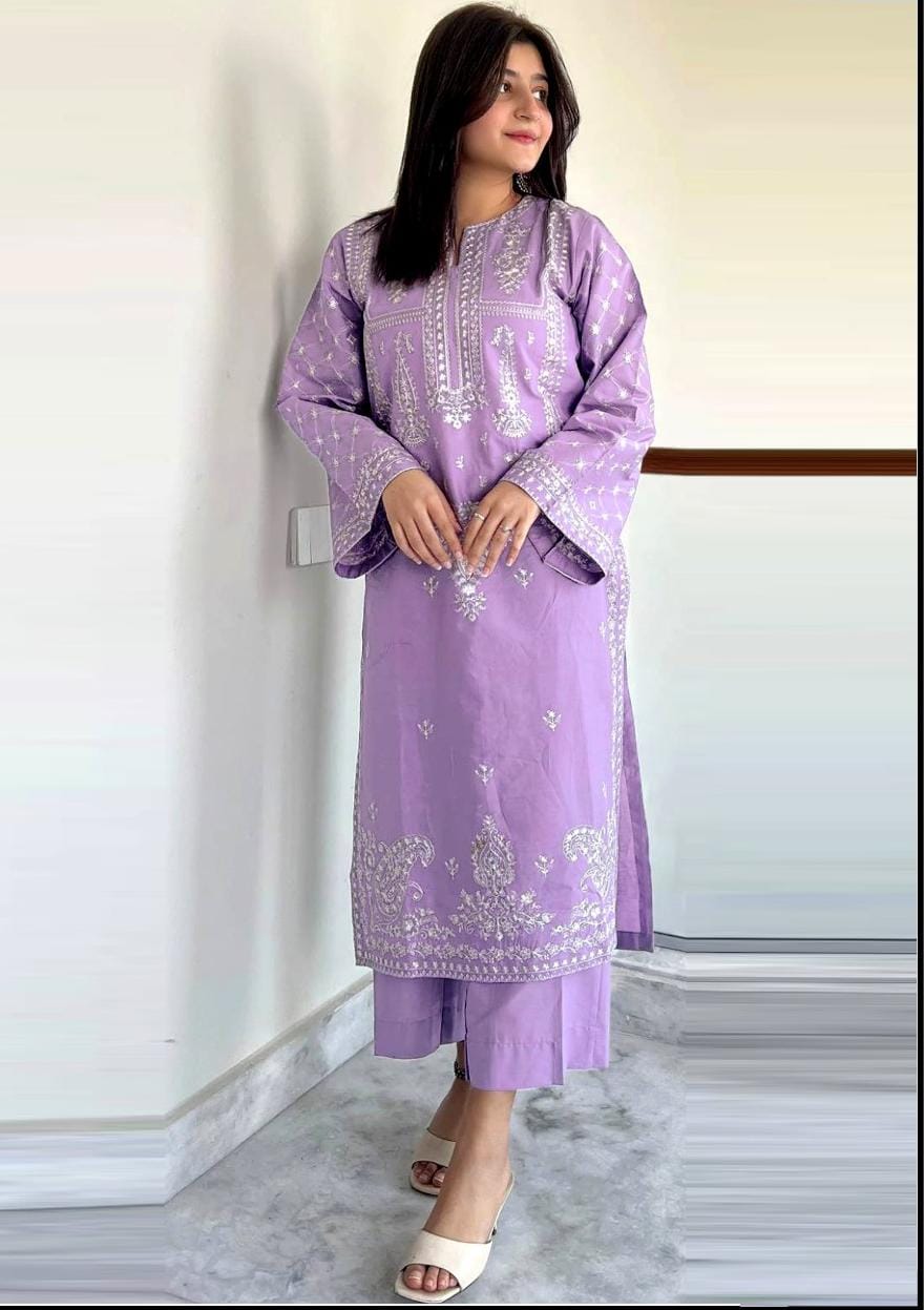 2 PC DHANAK EMBROIDERED