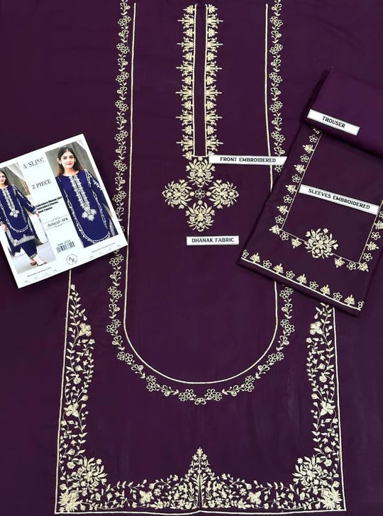 2 PC DHANAK EMBROIDERED