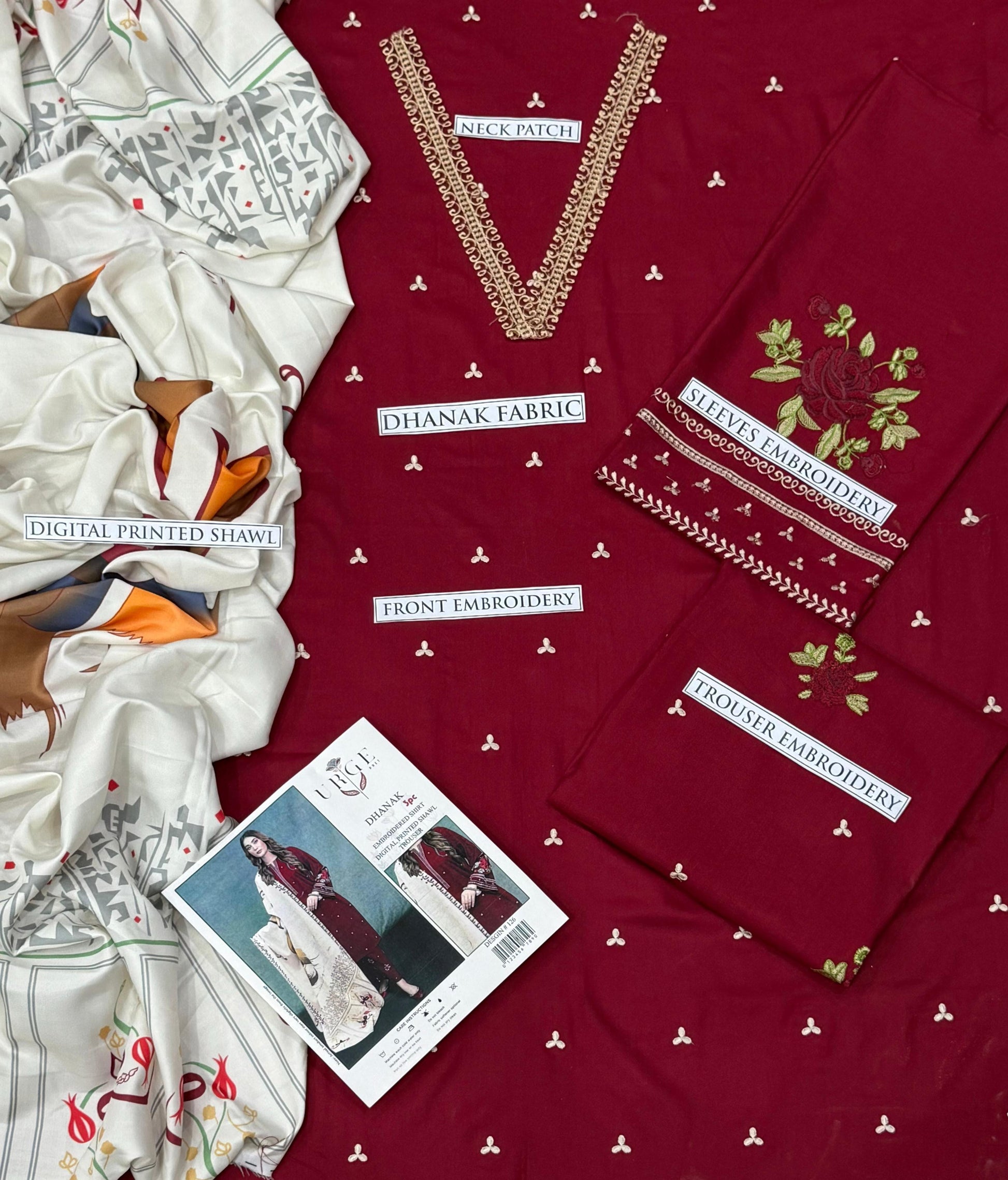 3 PC DHANAK EMBROIDERED