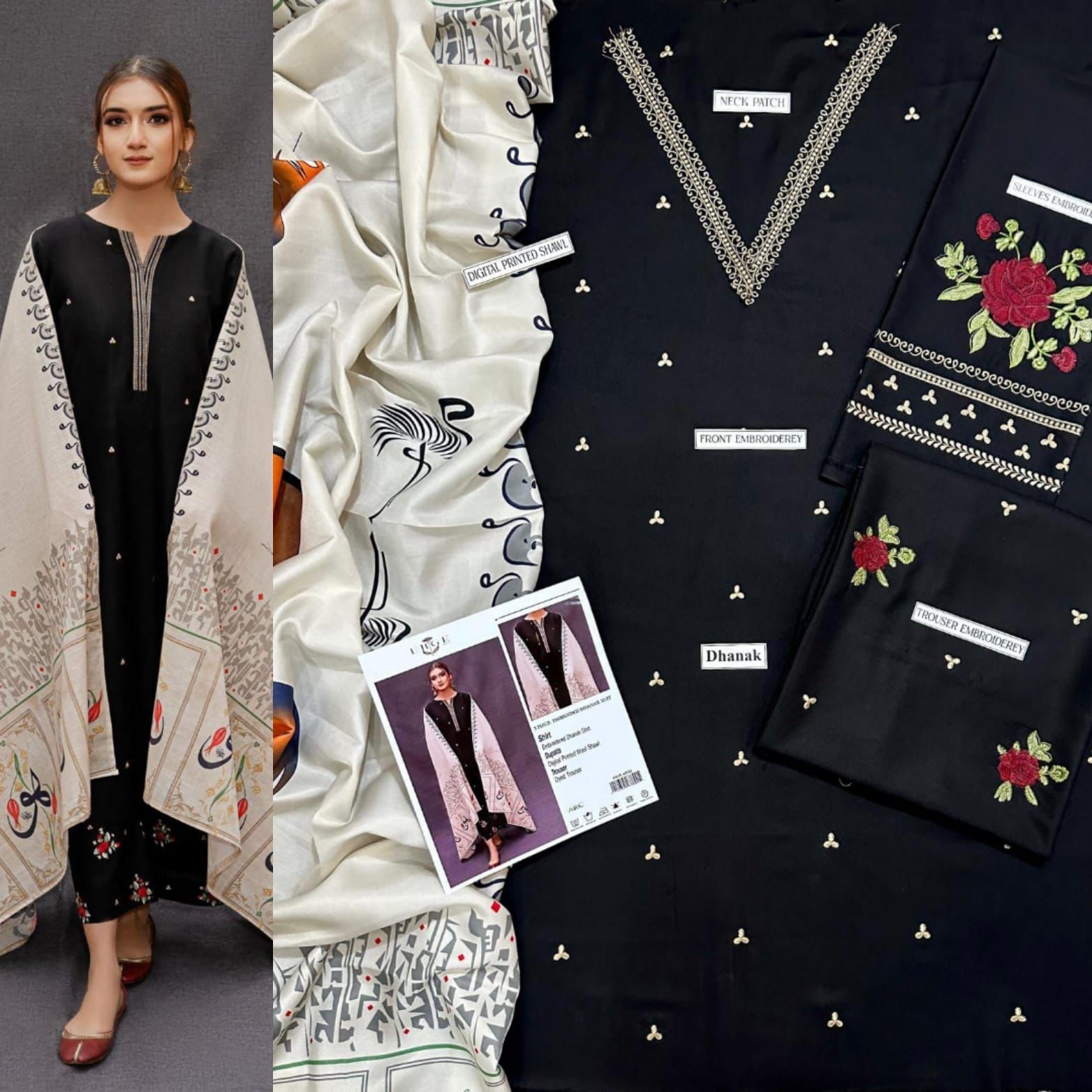 3 PC DHANAK EMBROIDERED