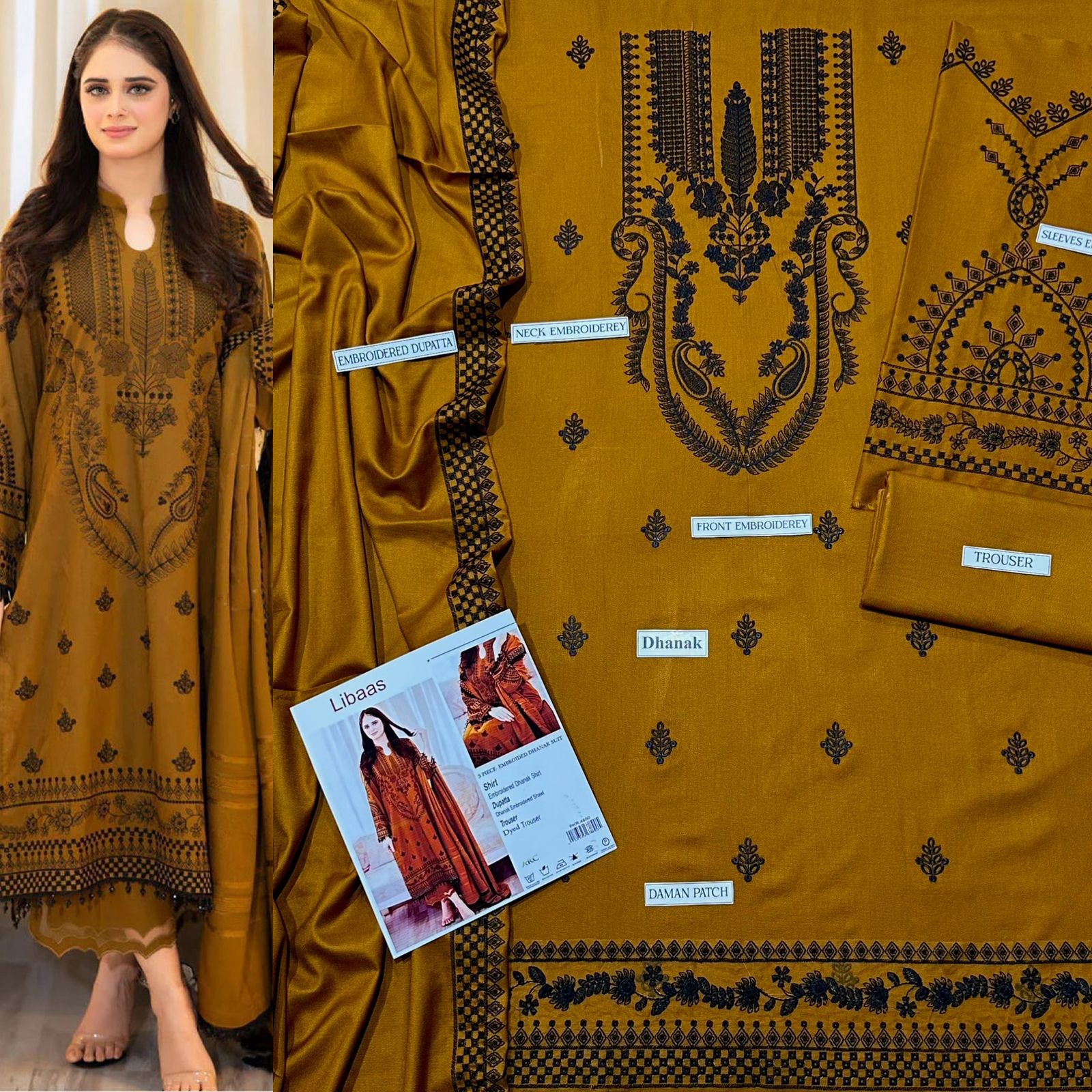 3 PC DHANAK EMBROIDERED