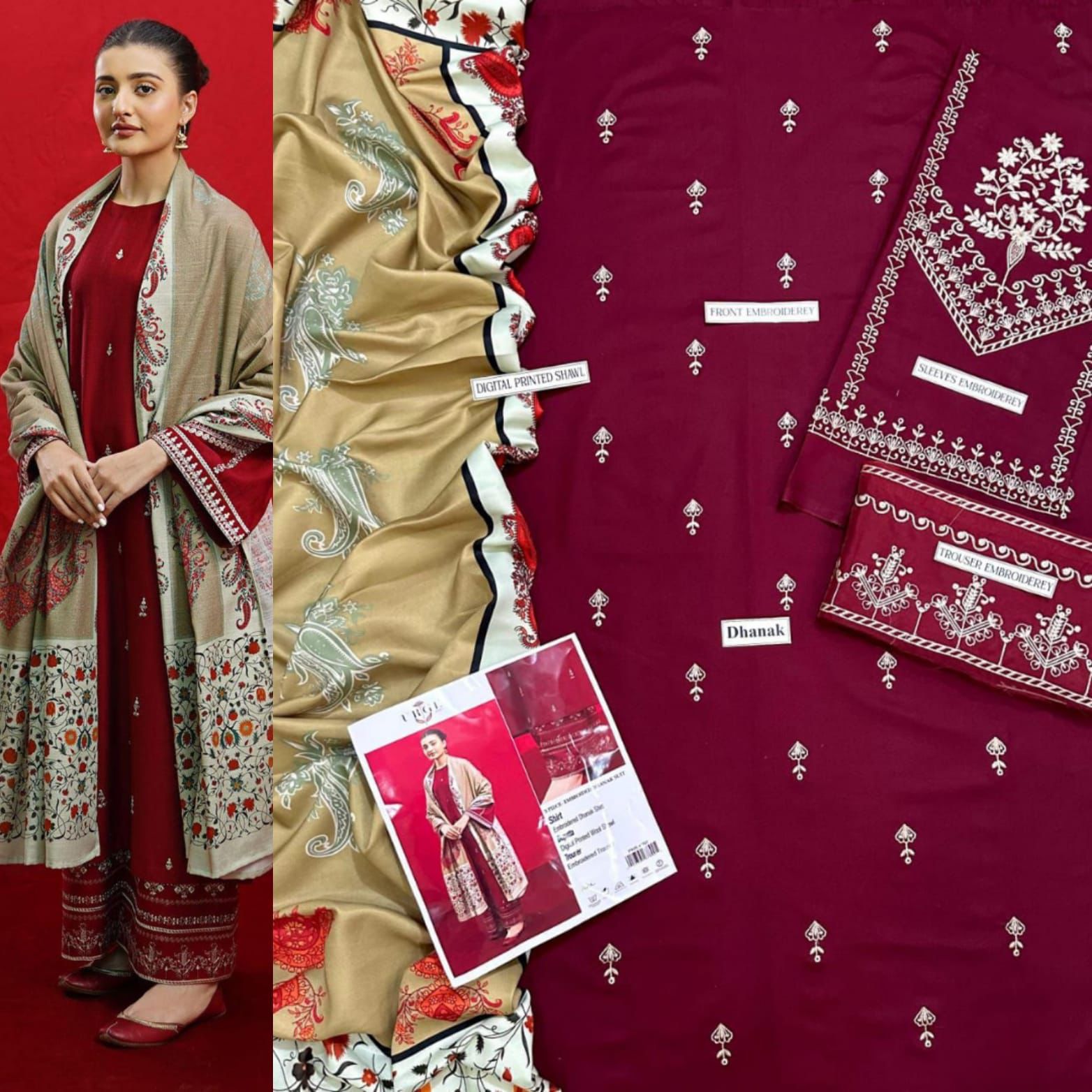 3 PC DHANAK EMBROIDERED