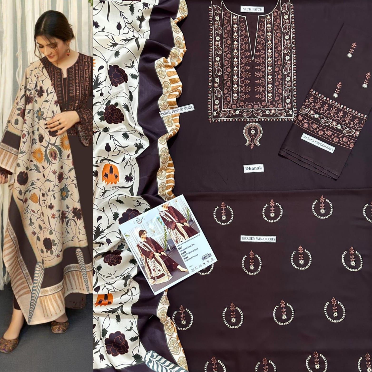 3 PC DHANAK EMBROIDERED