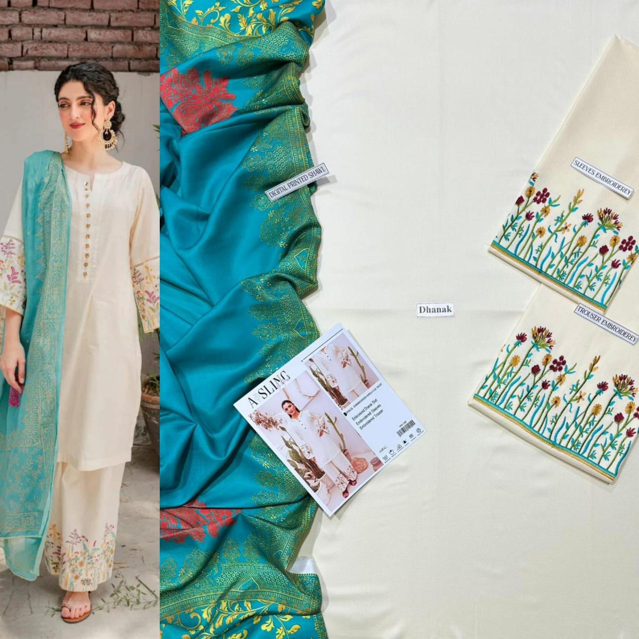 3 PC DHANAK EMBROIDERED