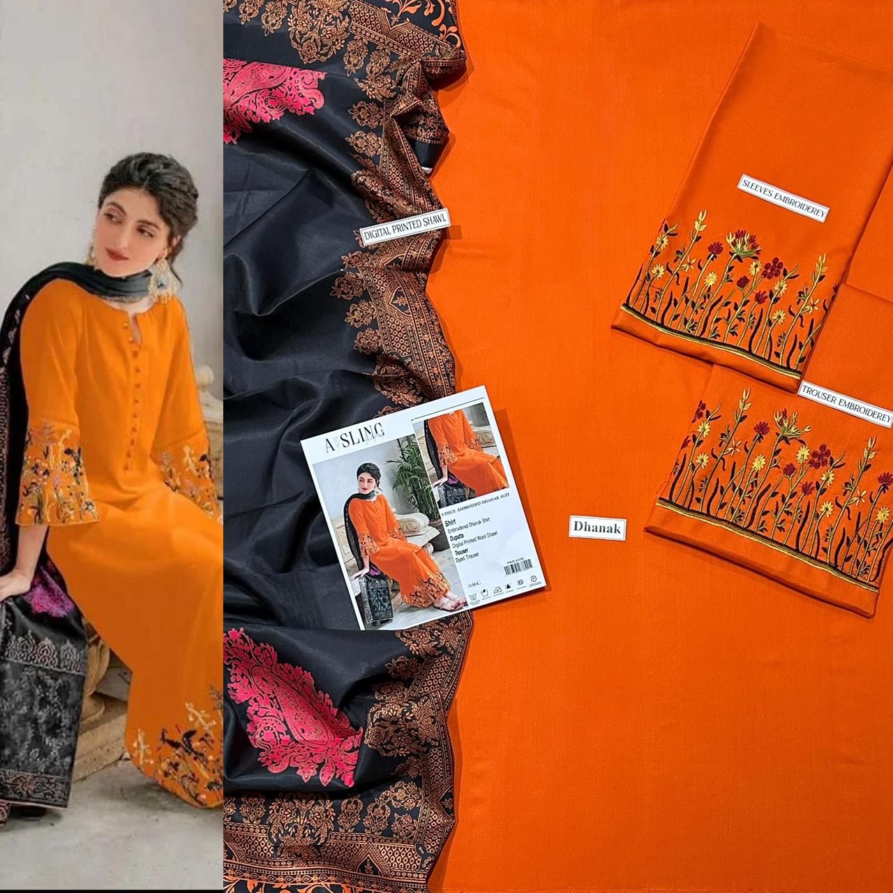 3 PC DHANAK EMBROIDERED