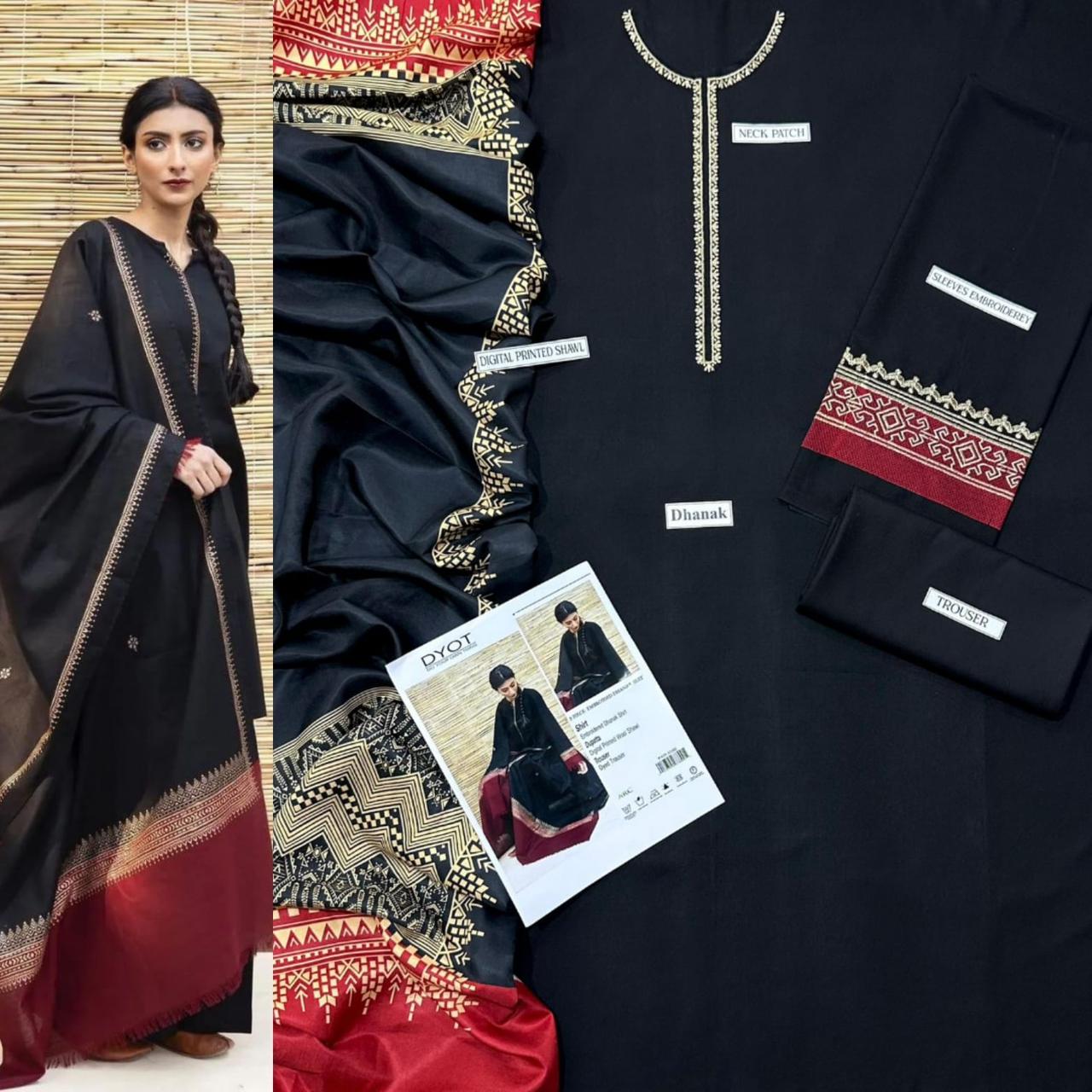 3 PC LUXURY DHANAK EMBROIDERED