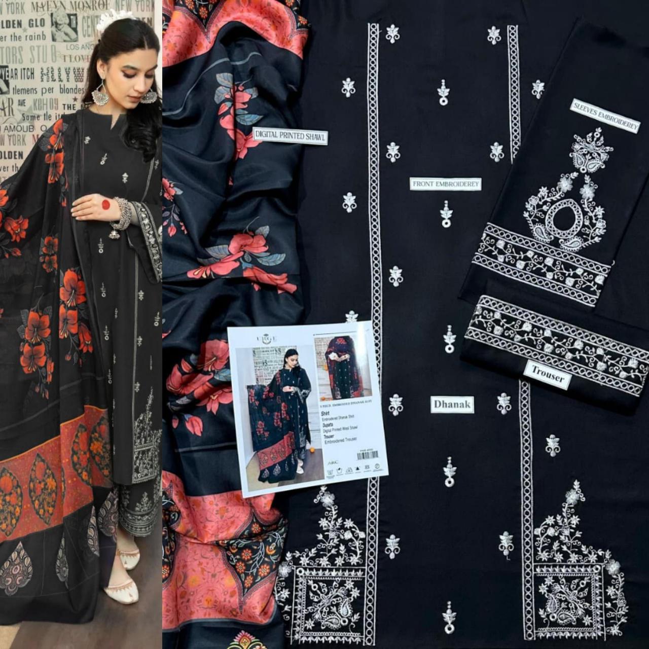 3 PC DHANAK EMBROIDERED