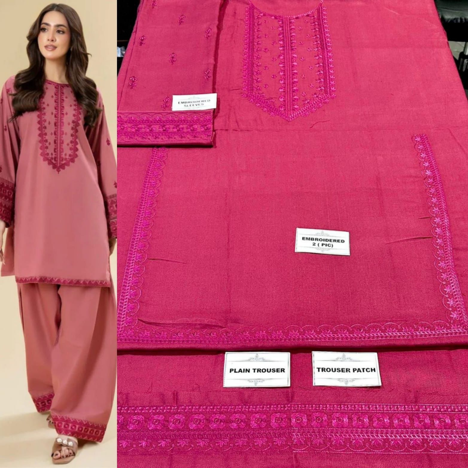 2 PC DHANAK EMBROIDERED