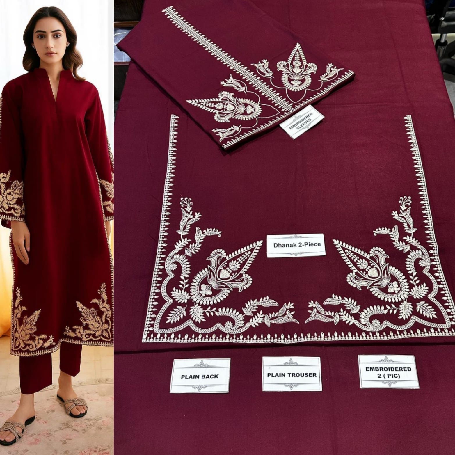 2 PC DHANAK EMBROIDERED