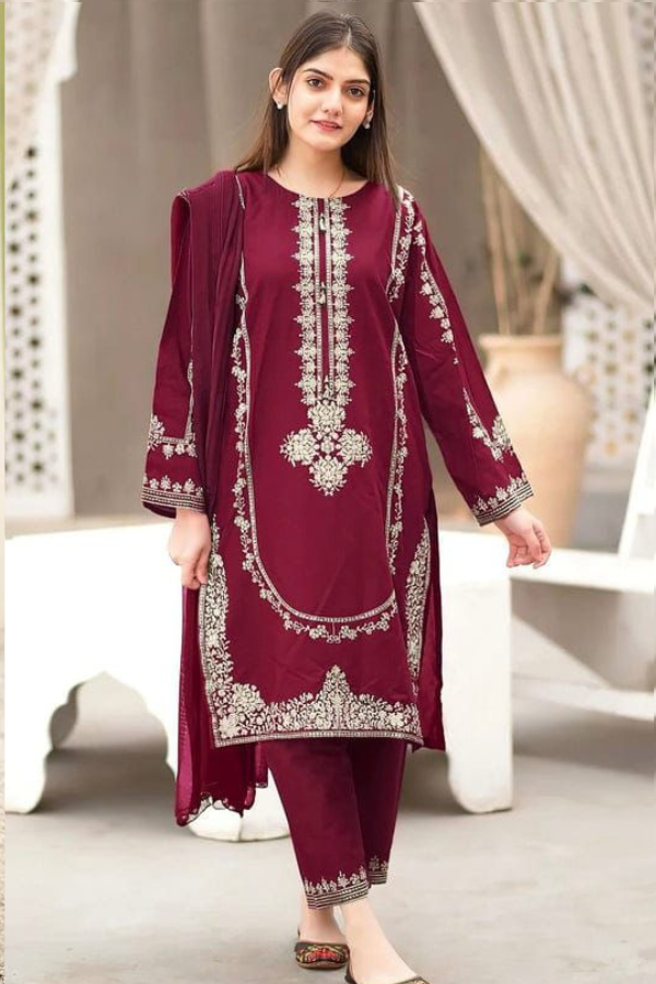 2 PC DHANAK EMBROIDERED
