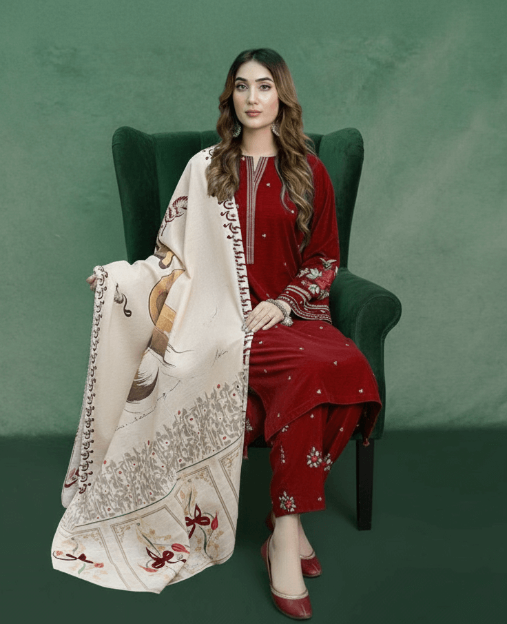 3 PC DHANAK EMBROIDERED